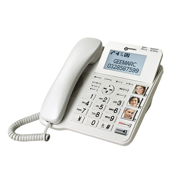 Téléphone amplifié avec photos Geemarc CL595 pour seniors, malvoyants ou malentendants