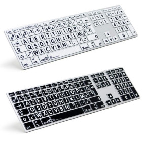 Autocollants Clavier à Grosses Lettres Jaune/noir - Pour Malvoyants, Contrastes élevés, Symboles Extra Larges - 11